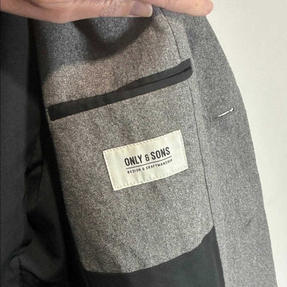 Only & Sons Sample Gray Blazer Mens L Scandinavian Tailored Jacket